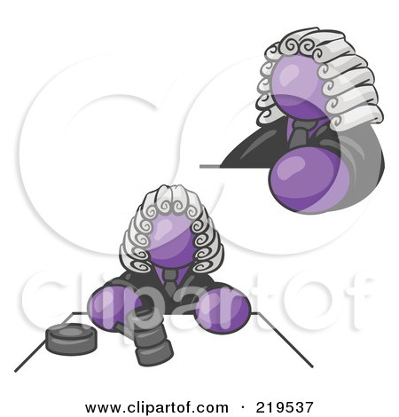Clipart Illustration of a Purple Judge Man Wearing a Wig in Court by Leo Blanchette