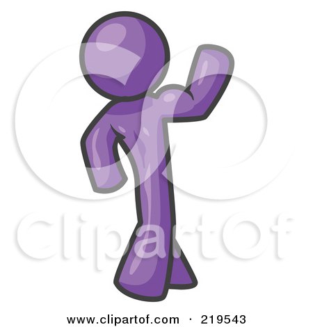 Royalty-Free (RF) Clipart Illustration of a Purple Man Flexing His Muscles by Leo Blanchette