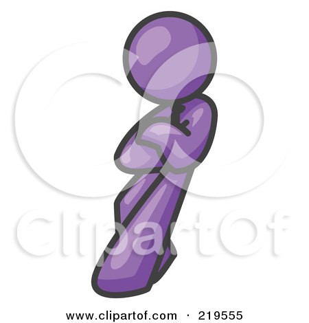 Royalty-Free (RF) Clipart Illustration of a Purple Man With an Attitude, His Arms Crossed, Leaning Against a Wall Clipart Illustration by Leo Blanchette