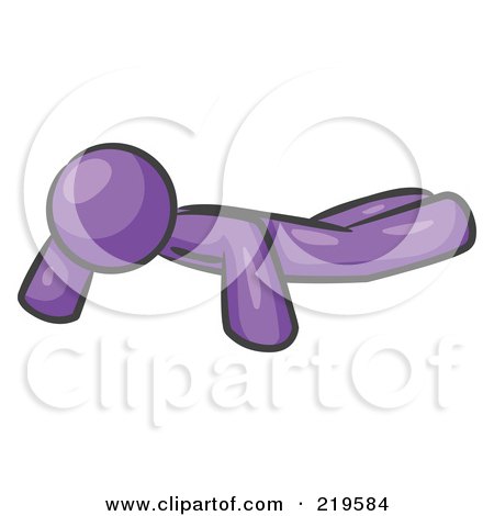 Clipart Illustration of a Purple Man Doing Pushups While Strength Training by Leo Blanchette