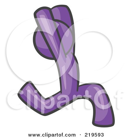 Royalty-Free (RF) Clipart Illustration of a Purple Man Design Mascot Running Away With His Arms In The Air by Leo Blanchette