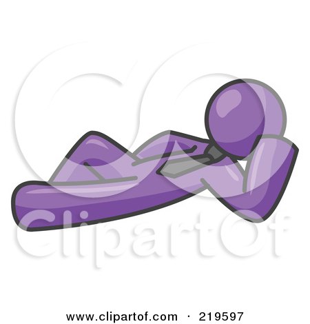 Clipart Illustration of a Relaxed Purple Businessman Reclining  by Leo Blanchette