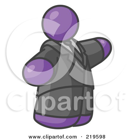 Clipart Illustration of a Big Purple Business Man in a Suit and Tie by Leo Blanchette