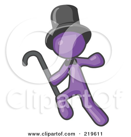 Royalty-Free (RF) Clipart Illustration of a Purple Man Dancing And Wearing A Top Hat by Leo Blanchette
