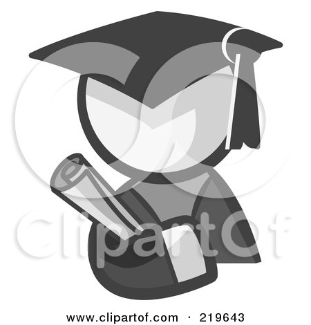 Royalty-Free (RF) Clipart Illustration of a White Man Avatar Graduate Holding A Diploma by Leo Blanchette
