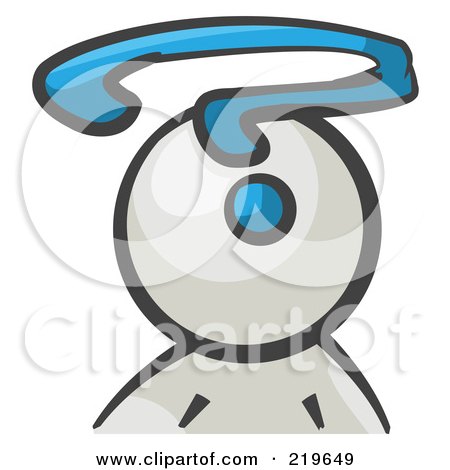 Royalty-Free (RF) Clipart Illustration of a White Man Avatar With A Question Mark by Leo Blanchette