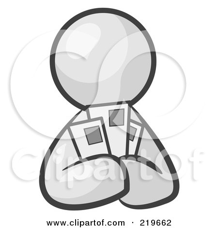 Royalty-Free (RF) Clipart Illustration of a White Man Holding Three Coupons Or Envelopes, Symbolizing Communications Or Savings by Leo Blanchette