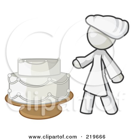 Royalty-Free (RF) Clipart Illustration of a White Woman Wedding Cake Maker by Leo Blanchette