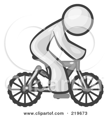 Royalty-Free (RF) Clipart Illustration of a White Man Riding a Bicycle by Leo Blanchette
