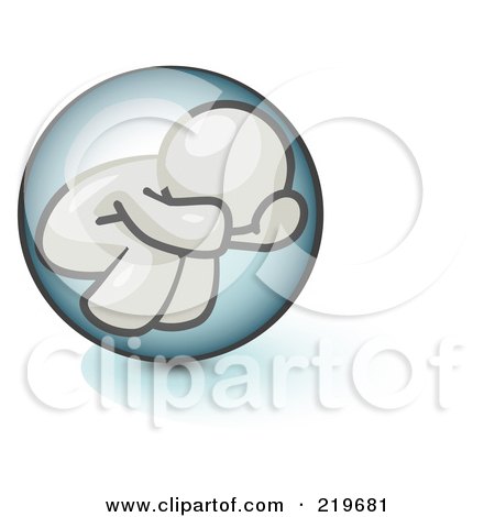 Royalty-Free (RF) Clipart Illustration of a Shy White Man Hiding Inside a Bubble by Leo Blanchette