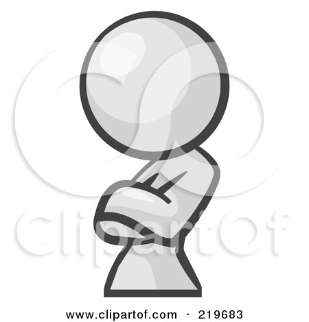 Royalty-Free (RF) Clipart Illustration of a White Woman Avatar Leaning And Crossing Her Arms by Leo Blanchette