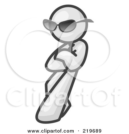 Royalty-Free (RF) Clipart Illustration of a White Man Leaning And Wearing Dark Shades by Leo Blanchette