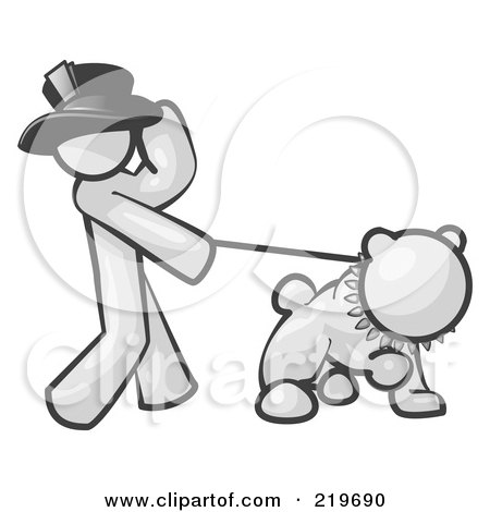 Royalty-Free (RF) Clipart Illustration of a White Man Walking a Tough Bulldog on a Leash by Leo Blanchette