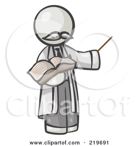 Royalty-Free (RF) Clipart Illustration of a White Man Professor Holding A Pointer Stick And An Open Book by Leo Blanchette