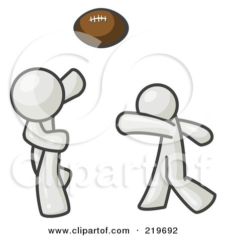 Royalty-Free (RF) Clipart Illustration of White Men Playing Football by Leo Blanchette