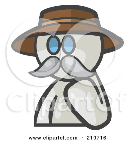 Royalty-Free (RF) Clipart Illustration of a White Man Avatar Professor With A Mustache by Leo Blanchette