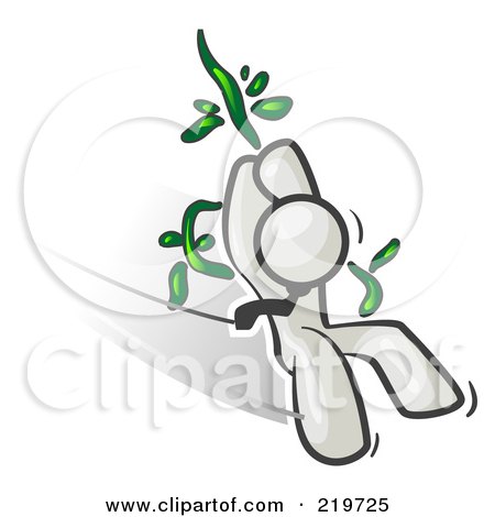 Royalty-Free (RF) Clipart Illustration of a White Man Swinging on a Vine Like Tarzan by Leo Blanchette