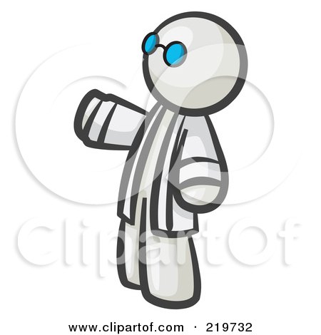 Royalty-Free (RF) Clipart Illustration of a White Man Scientist Wearing Blue Glasses And A Lab Coat by Leo Blanchette