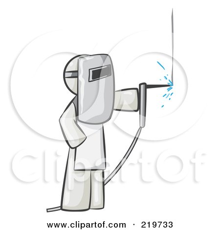 Royalty-Free (RF) Clipart Illustration of a White Man Welding Wearing Protective Gear by Leo Blanchette