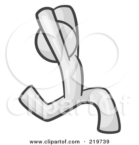 Royalty-Free (RF) Clipart Illustration of a White Man Design Mascot Running Away With His Arms In The Air by Leo Blanchette