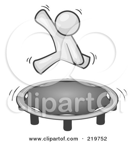 Royalty-Free (RF) Clipart Illustration of a White Man Jumping on a Trampoline by Leo Blanchette