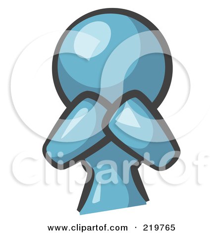 Royalty-Free (RF) Clipart Illustration of a Denim Blue Woman Avatar Covering Her Mouth And Acting Surprised by Leo Blanchette