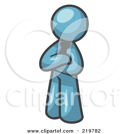 Royalty-Free (RF) Clipart Illustration of a Proud Denim Blue Man Standing With His Arms Crossed by Leo Blanchette
