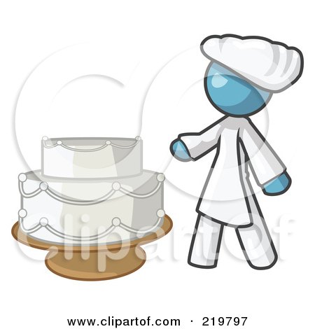 Royalty-Free (RF) Clipart Illustration of a Denim Blue Woman Wedding Cake Maker by Leo Blanchette