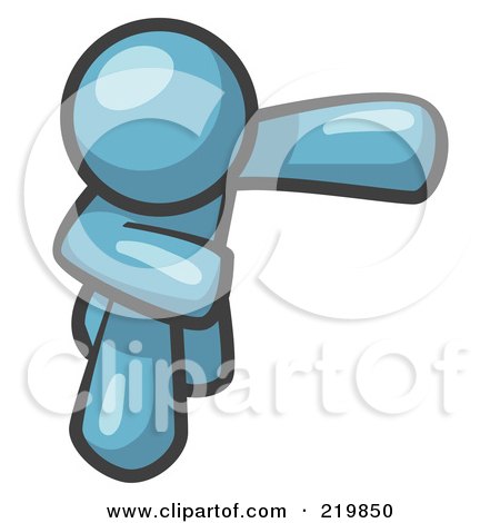 Royalty-Free (RF) Clipart Illustration of a Denim Blue Man Bowing by Leo Blanchette