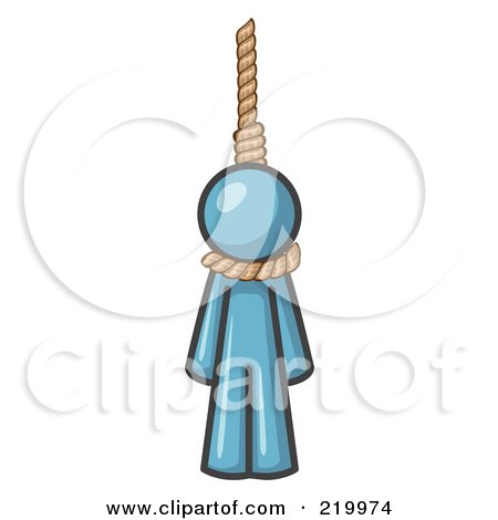 Denim Blue Design Mascot Man Hanging From A Rope Posters, Art Prints by -  Interior Wall Decor #219974