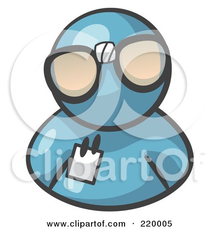 Royalty-Free (RF) Clipart Illustration of a Denim Blue Man Wearing Large Nerdy Glasses by Leo Blanchette