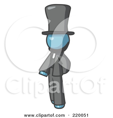 Royalty-Free (RF) Clipart Illustration of a Denim Blue Man Depicting Abraham Lincoln by Leo Blanchette