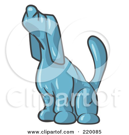 Royalty-Free (RF) Clipart Illustration of a Denim Blue Tick Hound Dog Howling or Sniffing the Air by Leo Blanchette