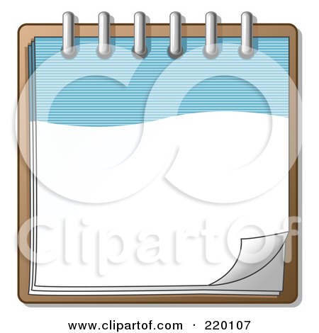 Royalty-Free (RF) Clipart Illustration of a Denim Blue And White Spiral Notebook Organizer Ready For Notes by Leo Blanchette