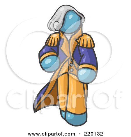 Royalty-Free (RF) Clipart Illustration of a Denim Blue George Washington Character by Leo Blanchette