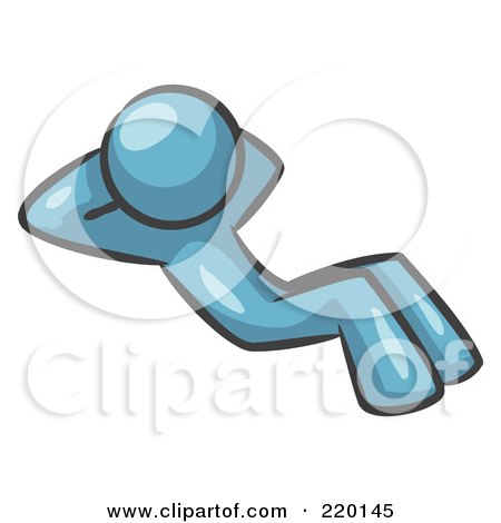 Royalty-Free (RF) Clipart Illustration of a Denim Blue Man Doing Sit Ups While Strength Training by Leo Blanchette