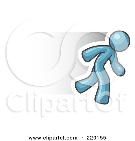 Royalty-Free (RF) Clipart Illustration of a Speedy Denim Blue Business Man Running by Leo Blanchette