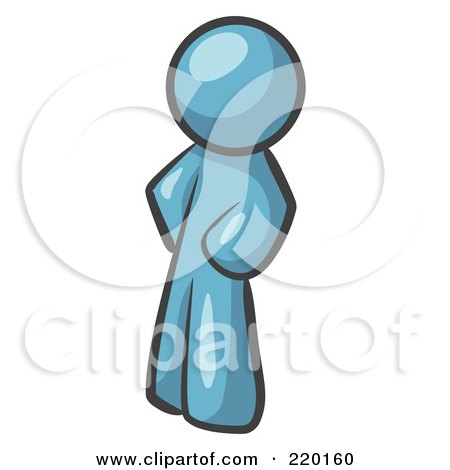 Royalty-Free (RF) Clipart Illustration of a Denim Blue Man Standing With His Hands on His Hips by Leo Blanchette