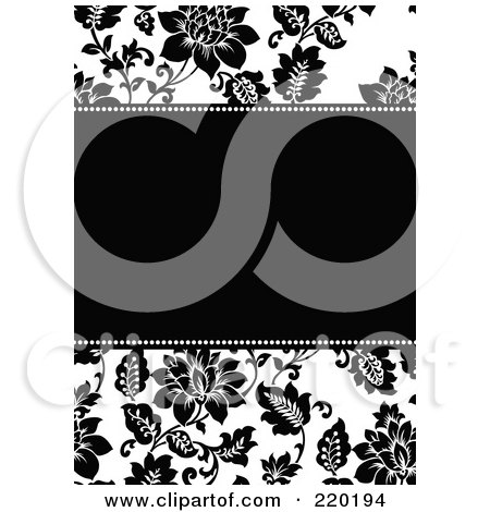 Royalty-Free (RF) Clipart Illustration of a Formal Black And White Floral Invitation Border With Copyspace - 1 by BestVector