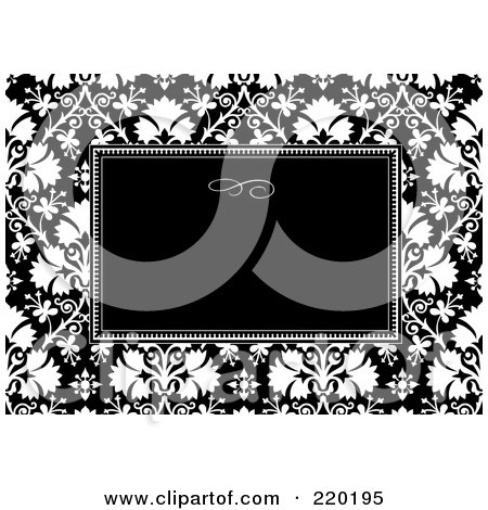 Royalty-Free (RF) Clipart Illustration of a Formal Black And White Floral Invitation Border With Copyspace - 53 by BestVector