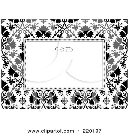 Royalty-Free (RF) Clipart Illustration of a Formal Invitation Design Of A White Box Over A Black And White Clover Pattern by BestVector