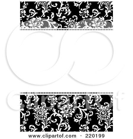 Royalty-Free (RF) Clipart Illustration of a Formal Black And White Floral Invitation Border With Copyspace - 44 by BestVector