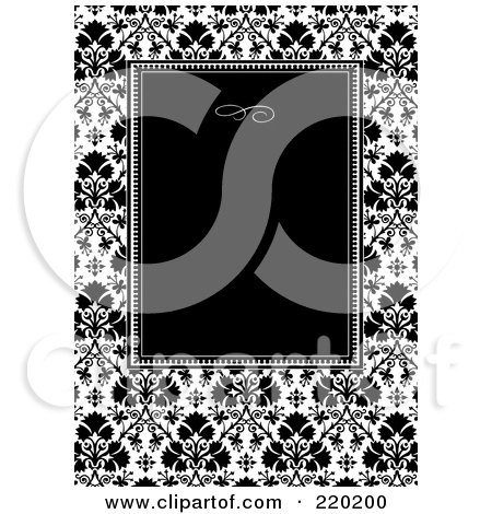 Royalty-Free (RF) Clipart Illustration of a Formal Invitation Design Of A Black Box Over A Clover Pattern by BestVector