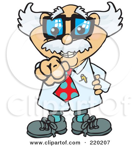 Royalty-Free (RF) Clipart Illustration of a Senior Professor Pointing Outwards by Dennis Holmes Designs