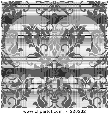 Royalty-Free (RF) Clipart Illustration of a Background Of Gray Damask Over Plaid by BestVector