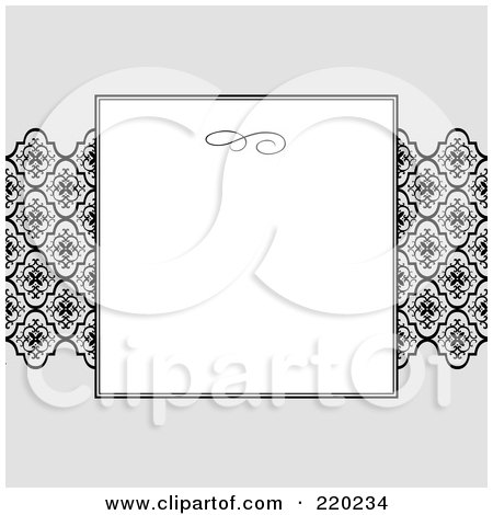 Royalty-Free (RF) Clipart Illustration of a Formal Invitation Design Of A White Box Over Black Ribbon On Gray by BestVector