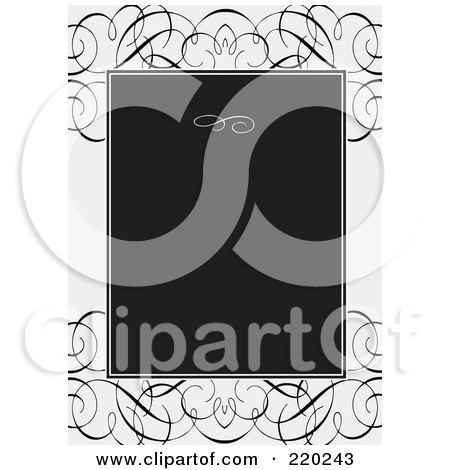Royalty-Free (RF) Clipart Illustration of a Formal Invitation Design Of A Black Box Over White With Black Swirls by BestVector