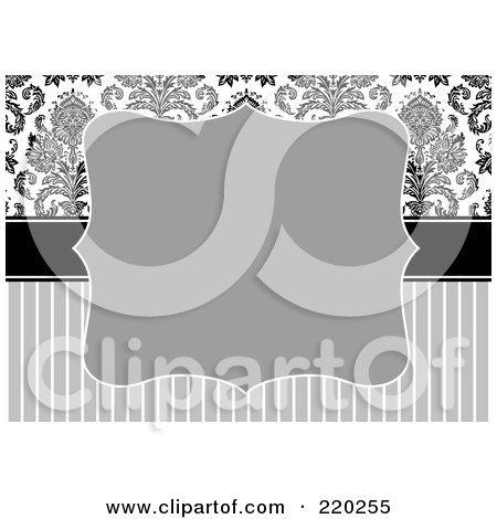Royalty-Free (RF) Clipart Illustration of a Formal Black And White Floral Invitation Border With Copyspace - 22 by BestVector