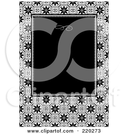 Royalty-Free (RF) Clipart Illustration of a Formal Invitation Design Of A Black Box Over A Mosaic Circle Pattern by BestVector