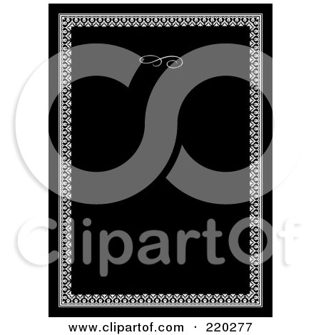 Royalty-Free (RF) Clipart Illustration of a Formal Invitation Design Of Black Swirl Box Bordered In White Flowers by BestVector